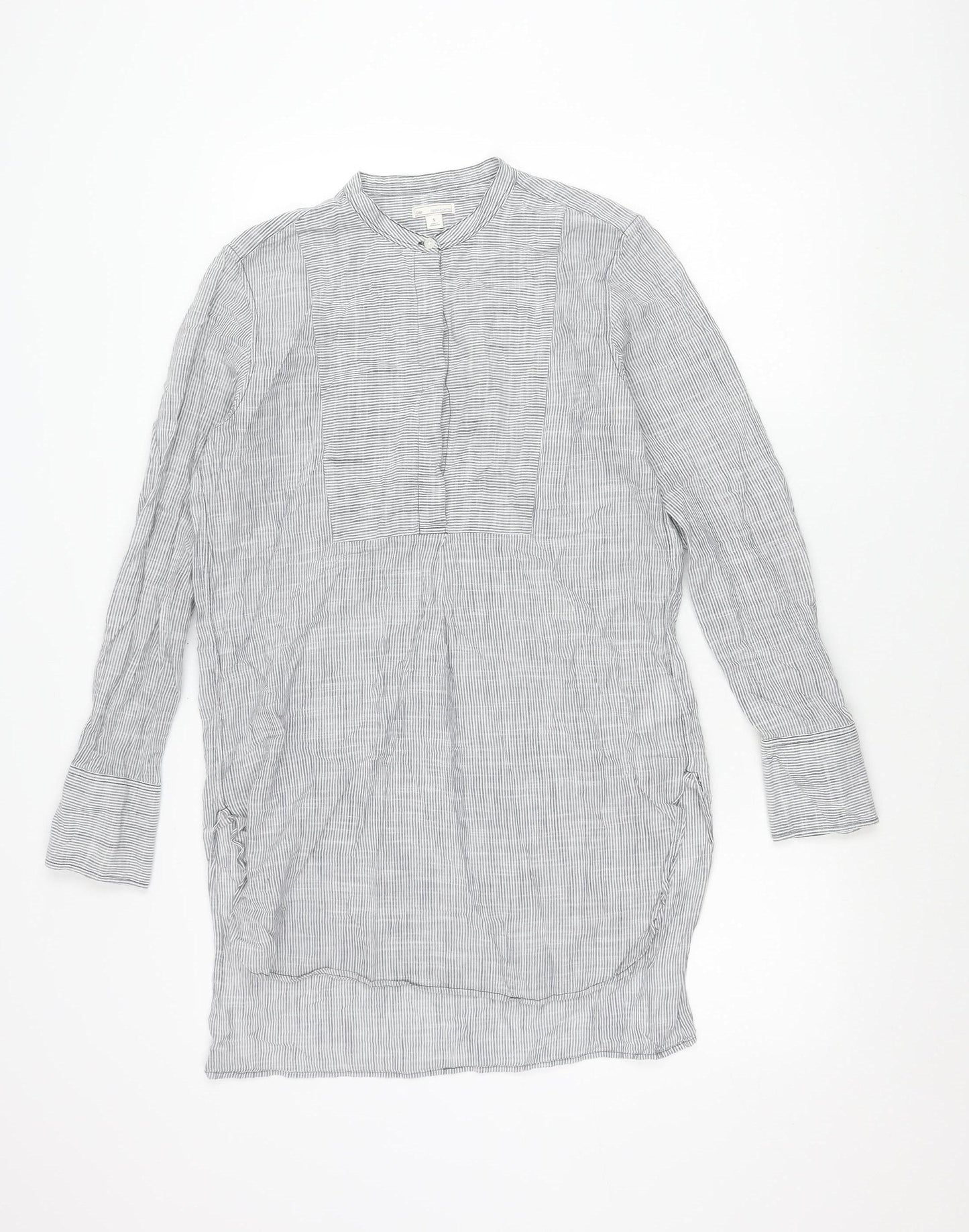 Gap Women’s Grey Striped Cotton Button-Up Shirt Long Sleeve S