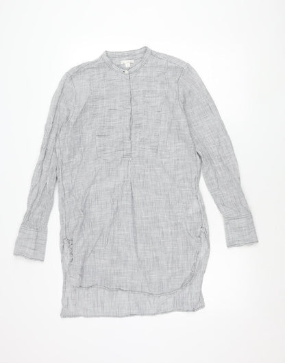 Gap Women’s Grey Striped Cotton Button-Up Shirt Long Sleeve S