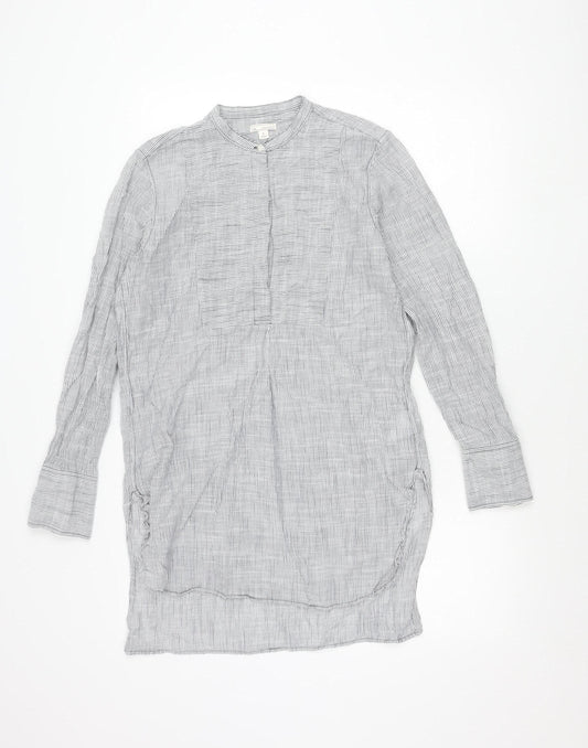 Gap Women’s Grey Striped Cotton Button-Up Shirt Long Sleeve S