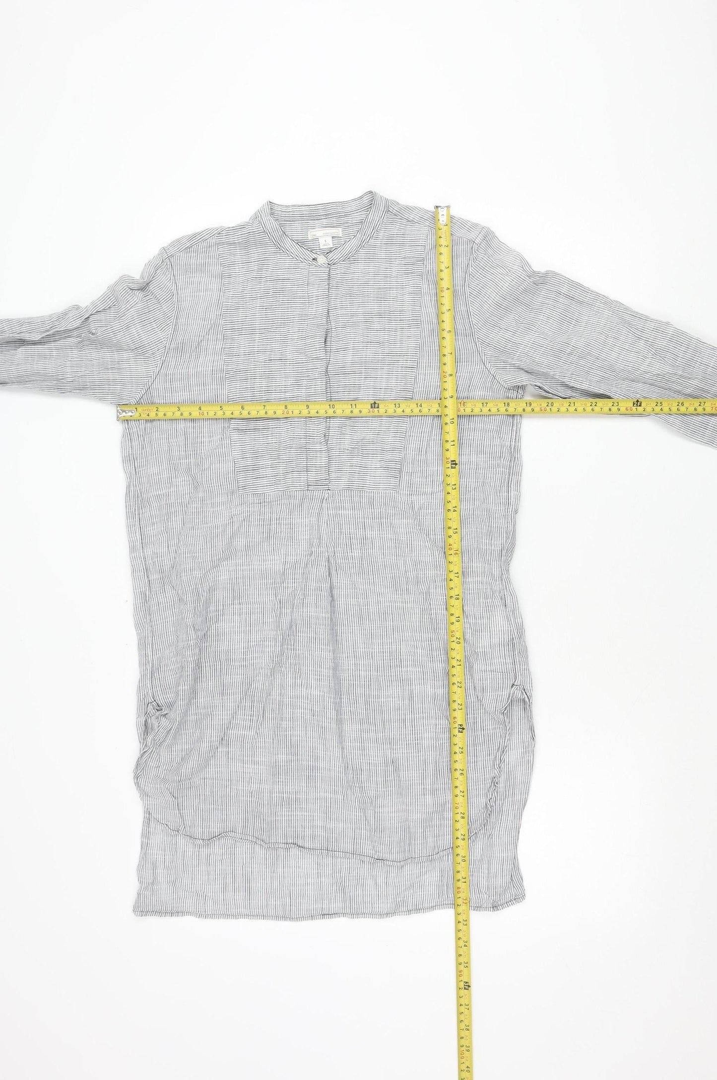 Gap Women’s Grey Striped Cotton Button-Up Shirt Long Sleeve S