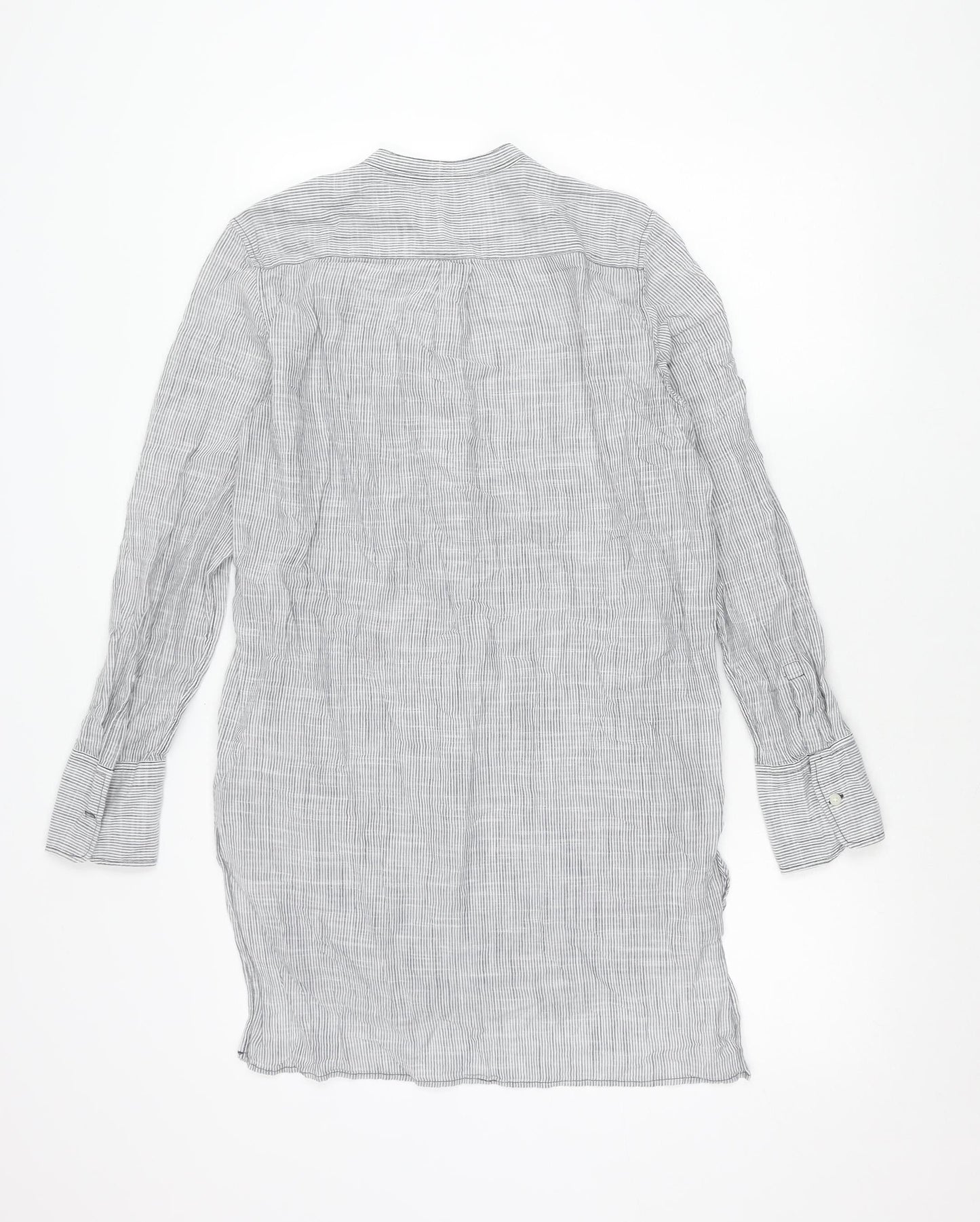 Gap Women’s Grey Striped Cotton Button-Up Shirt Long Sleeve S