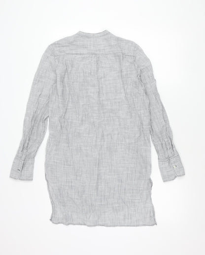 Gap Women’s Grey Striped Cotton Button-Up Shirt Long Sleeve S