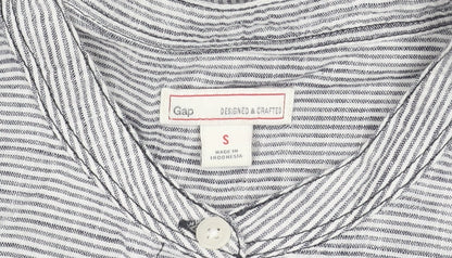 Gap Women’s Grey Striped Cotton Button-Up Shirt Long Sleeve S