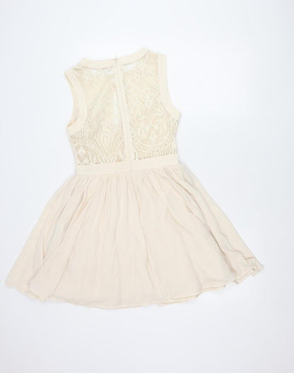 Oasis Girls Ivory Fit & Flare Sleeveless Lace Party Dress Size 12