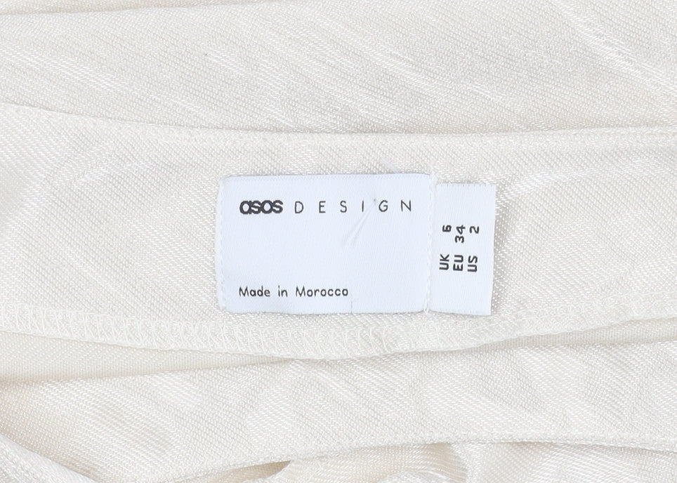 ASOS Design Women’s Ivory Wrap Skirt Size 6 Short Satin Bow