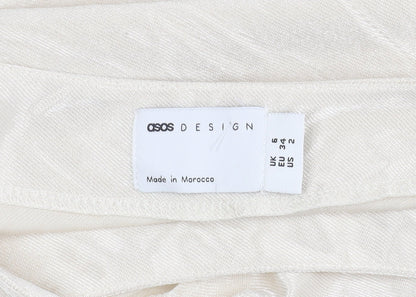 ASOS Design Women’s Ivory Wrap Skirt Size 6 Short Satin Bow