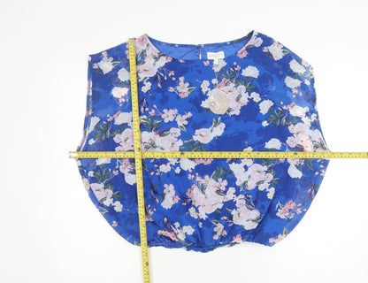 Apricot Womens Blue Floral Sleeveless Tunic Blouse UK 12