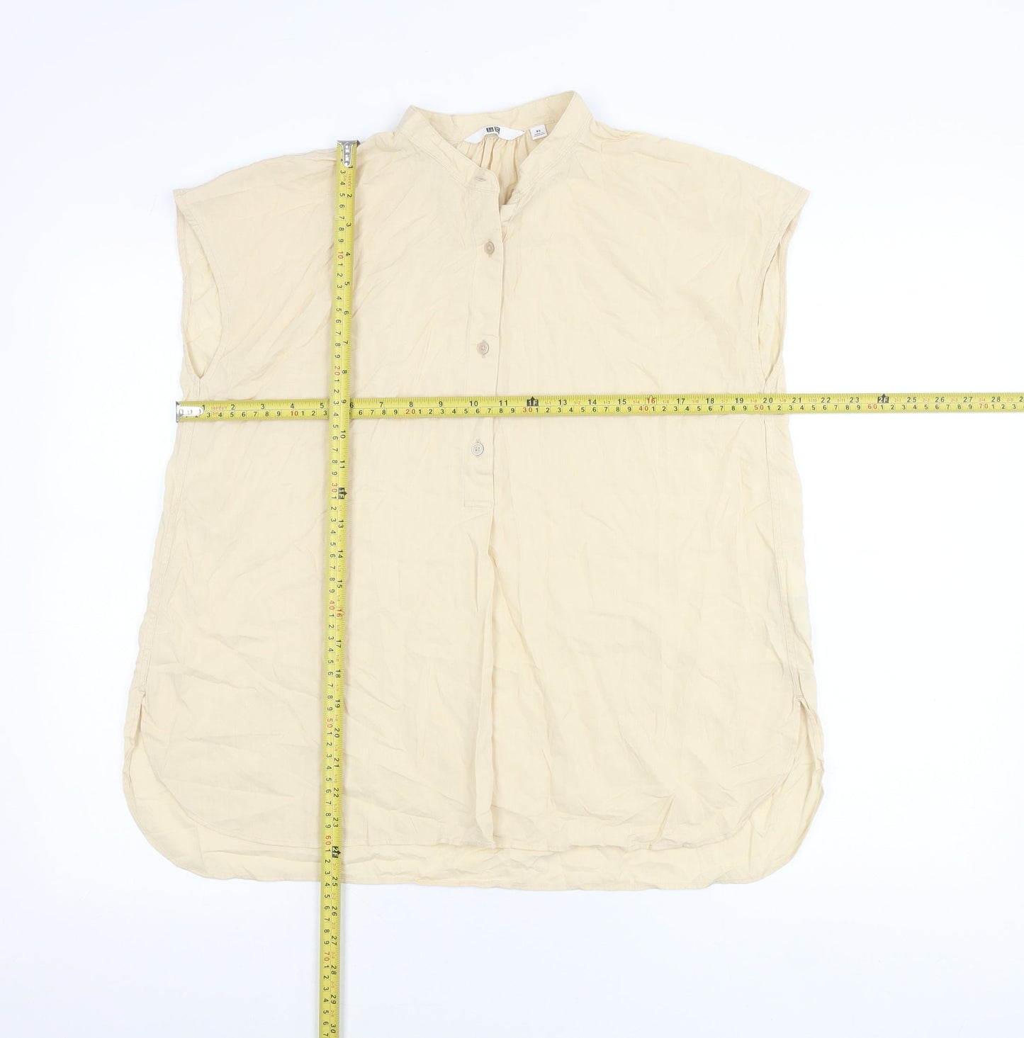 Uniqlo Womens Beige XS Button-Up Sleeveless Tunic Top
