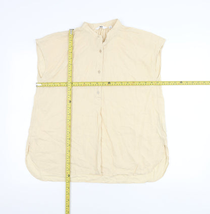 Uniqlo Womens Beige XS Button-Up Sleeveless Tunic Top