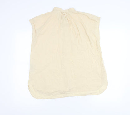 Uniqlo Womens Beige XS Button-Up Sleeveless Tunic Top