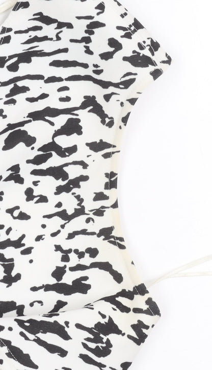 Zara Women Black White Animal Print Bodycon Dress Size 8 Sleeveless