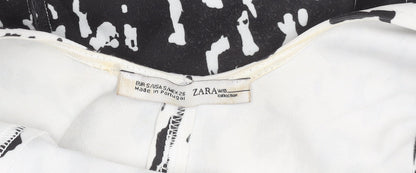 Zara Women Black White Animal Print Bodycon Dress Size 8 Sleeveless