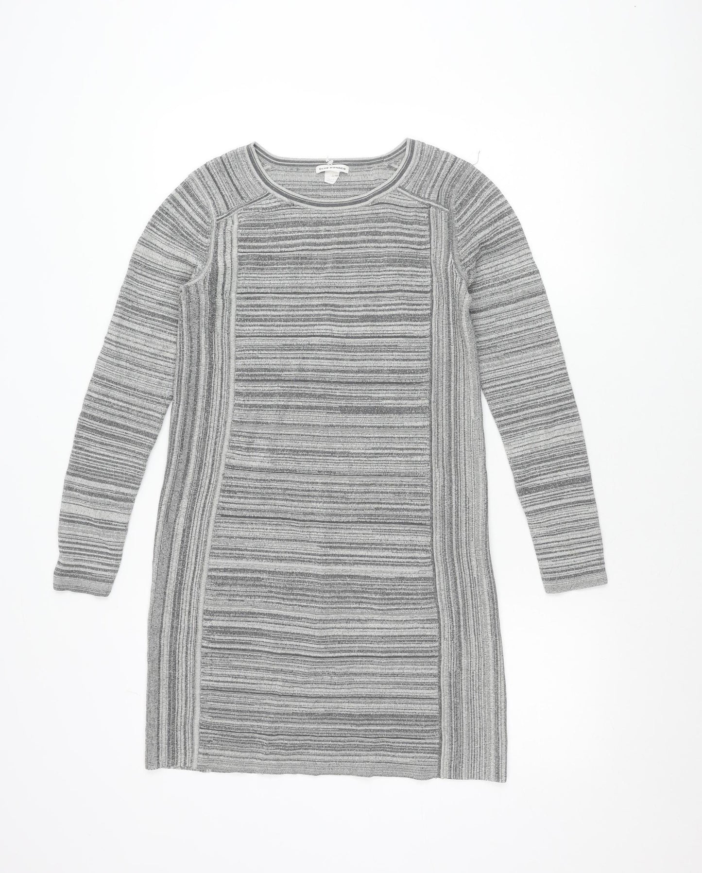 Club Monaco Women Grey Striped Knit Bodycon Dress XS Long Sleeve