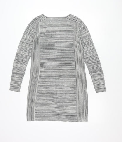 Club Monaco Women Grey Striped Knit Bodycon Dress XS Long Sleeve