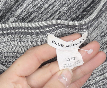 Club Monaco Women Grey Striped Knit Bodycon Dress XS Long Sleeve