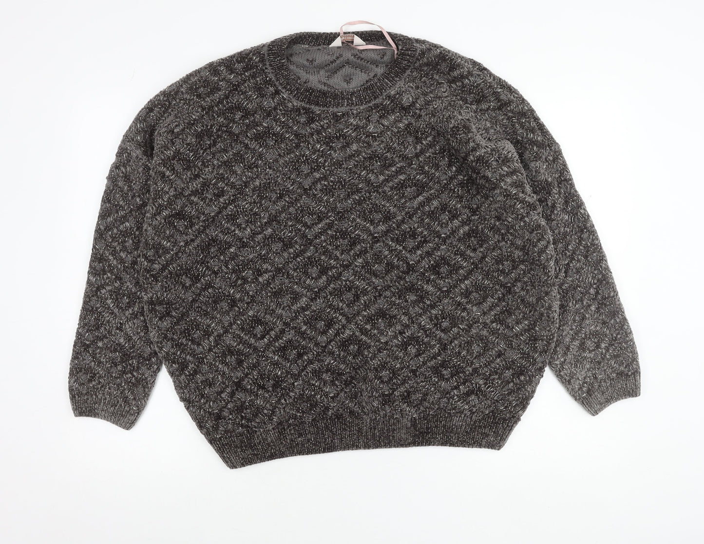 Tu Women Grey Size 18 Crew Neck Chunky Knit Pullover Jumper