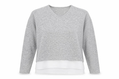 Next Women Grey V-Neck Pullover Jumper Knit Long Sleeve Size S