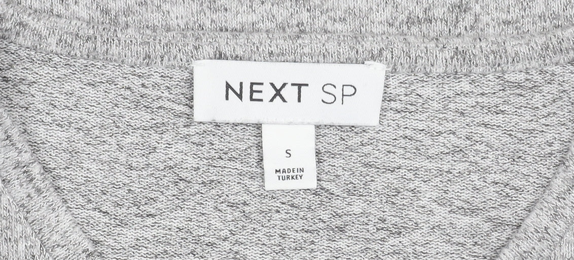Next Women Grey V-Neck Pullover Jumper Knit Long Sleeve Size S