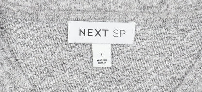 Next Women Grey V-Neck Pullover Jumper Knit Long Sleeve Size S