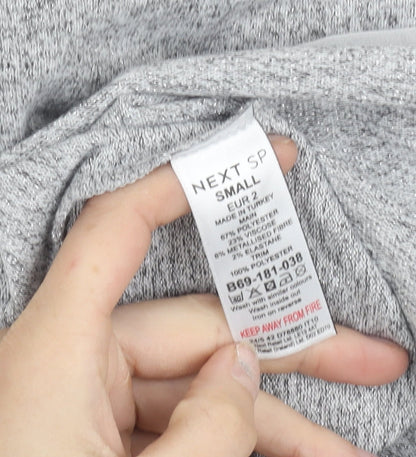 Next Women Grey V-Neck Pullover Jumper Knit Long Sleeve Size S