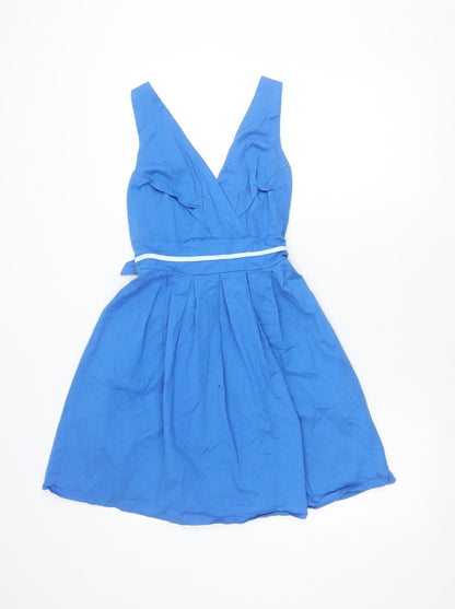Apricot Women’s Blue Halter Cotton Knee Length Dress Size 12