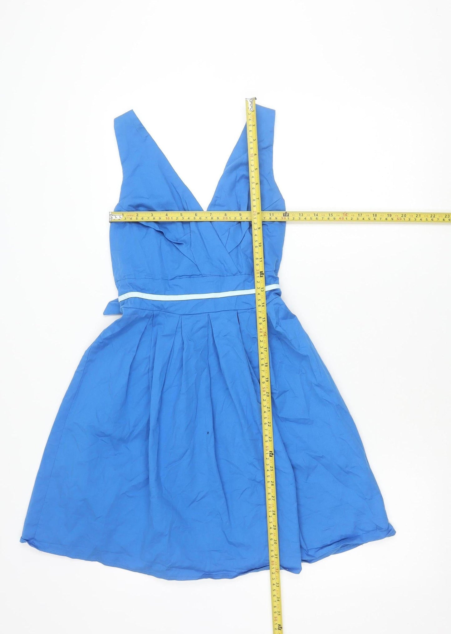 Apricot Women’s Blue Halter Cotton Knee Length Dress Size 12
