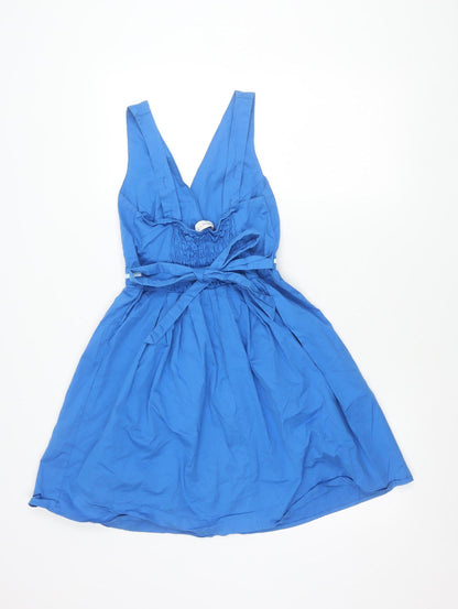 Apricot Women’s Blue Halter Cotton Knee Length Dress Size 12