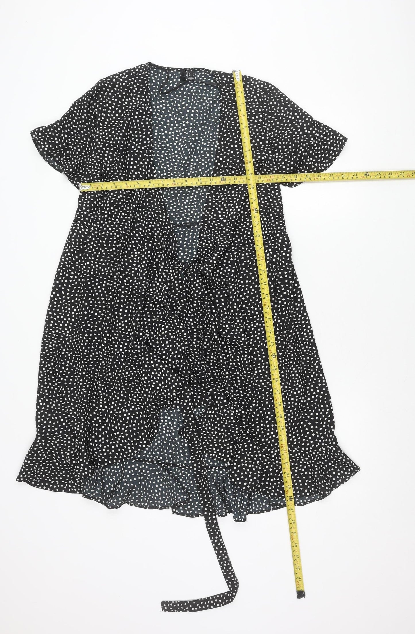 Vero Moda Women’s Black Polka Dot Wrap Dress Size S Short Sleeve