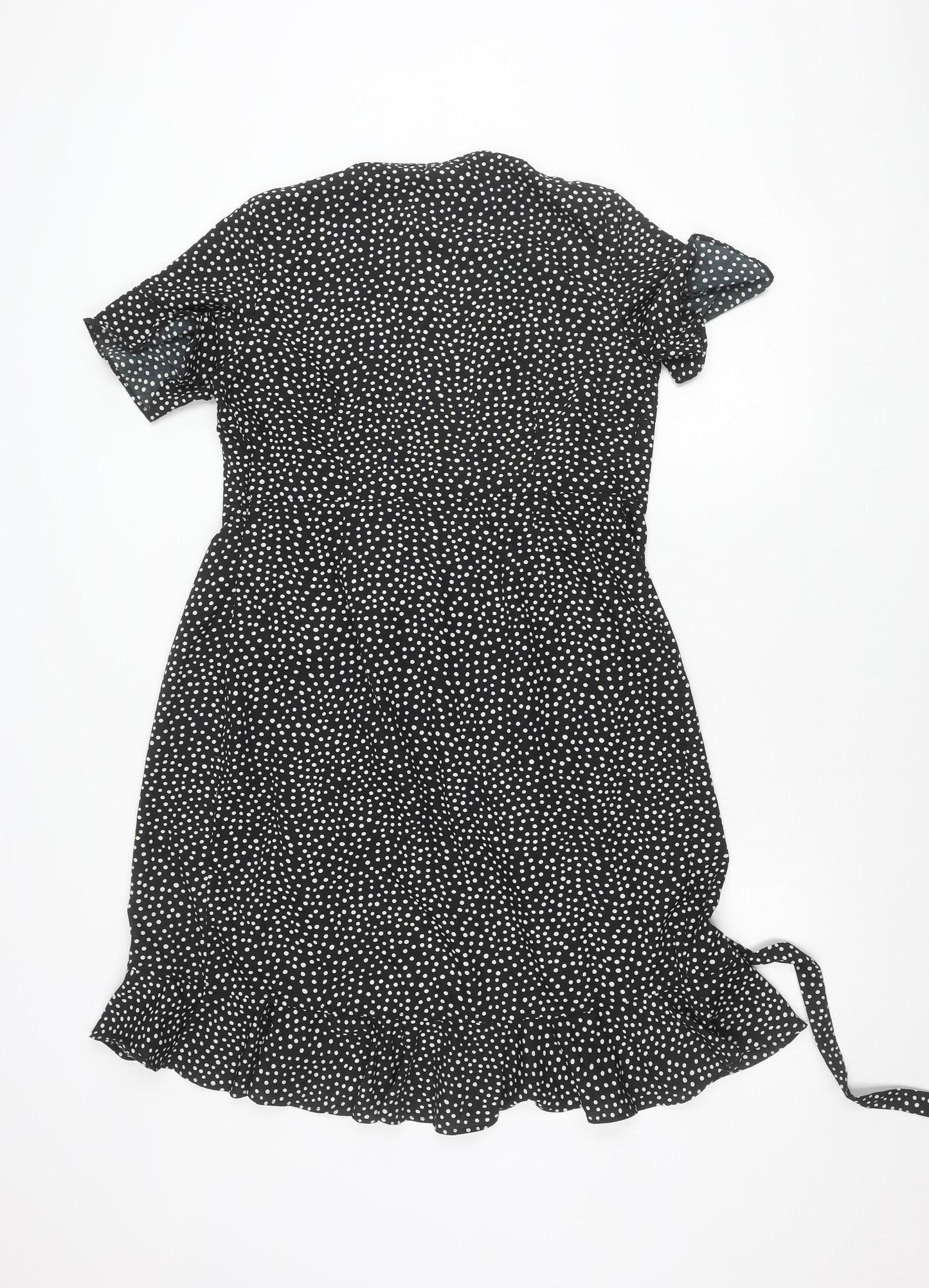 Vero Moda Women’s Black Polka Dot Wrap Dress Size S Short Sleeve