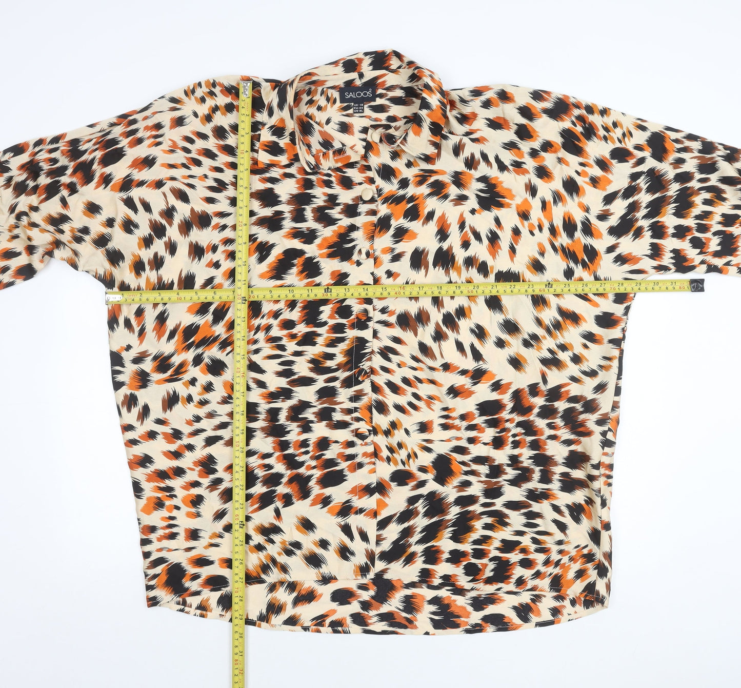Saloos Womens Multicoloured Animal Print Button-Up Blouse Size 18