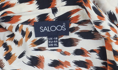 Saloos Womens Multicoloured Animal Print Button-Up Blouse Size 18