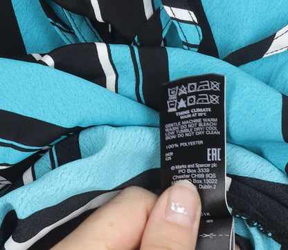 Marks and Spencer Women’s Blue Black Stripe Wrap Dress Size 8