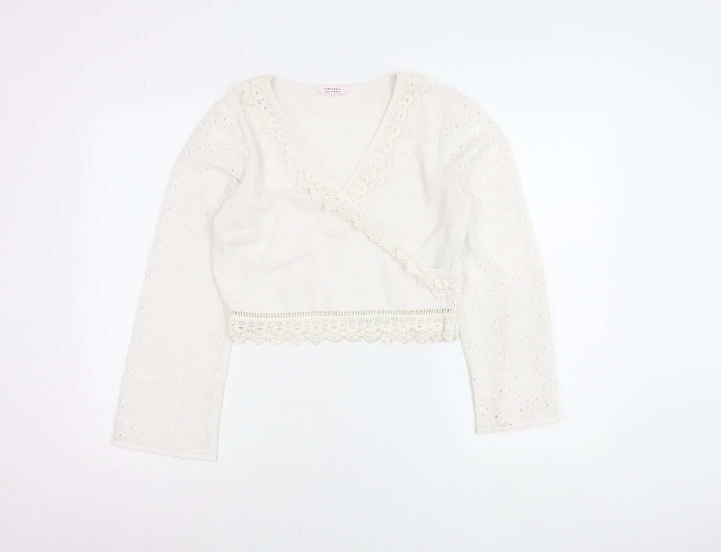 Miss Selfridge Petites Women’s Ivory Lace Wrap Blouse Size 10