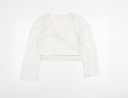 Miss Selfridge Petites Women’s Ivory Lace Wrap Blouse Size 10