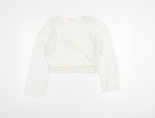 Miss Selfridge Petites Women’s Ivory Lace Wrap Blouse Size 10