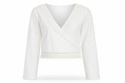 Miss Selfridge Petites Women’s Ivory Lace Wrap Blouse Size 10