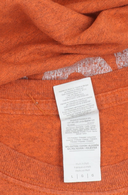 Mens UK Size L Gildan Orange  T-Shirt