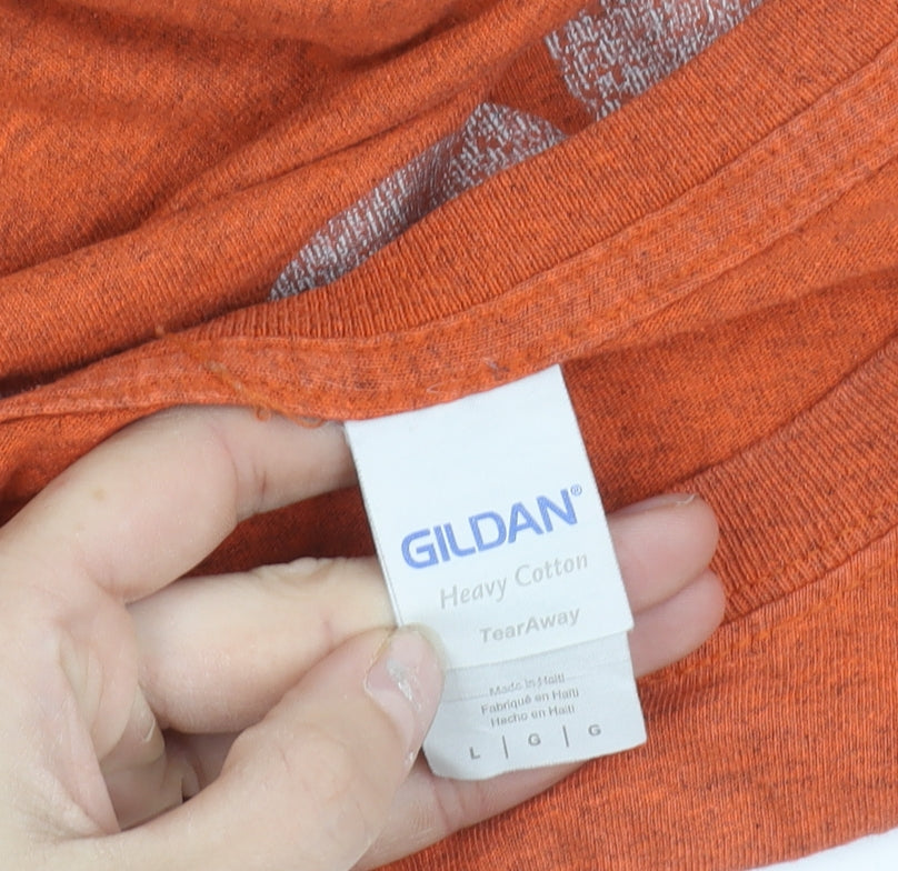 Mens UK Size L Gildan Orange  T-Shirt