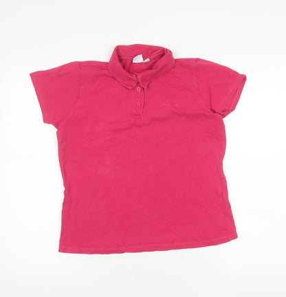 LA Gear Womens Pink Polo Shirt Size 12 Short Sleeve Cotton Blend