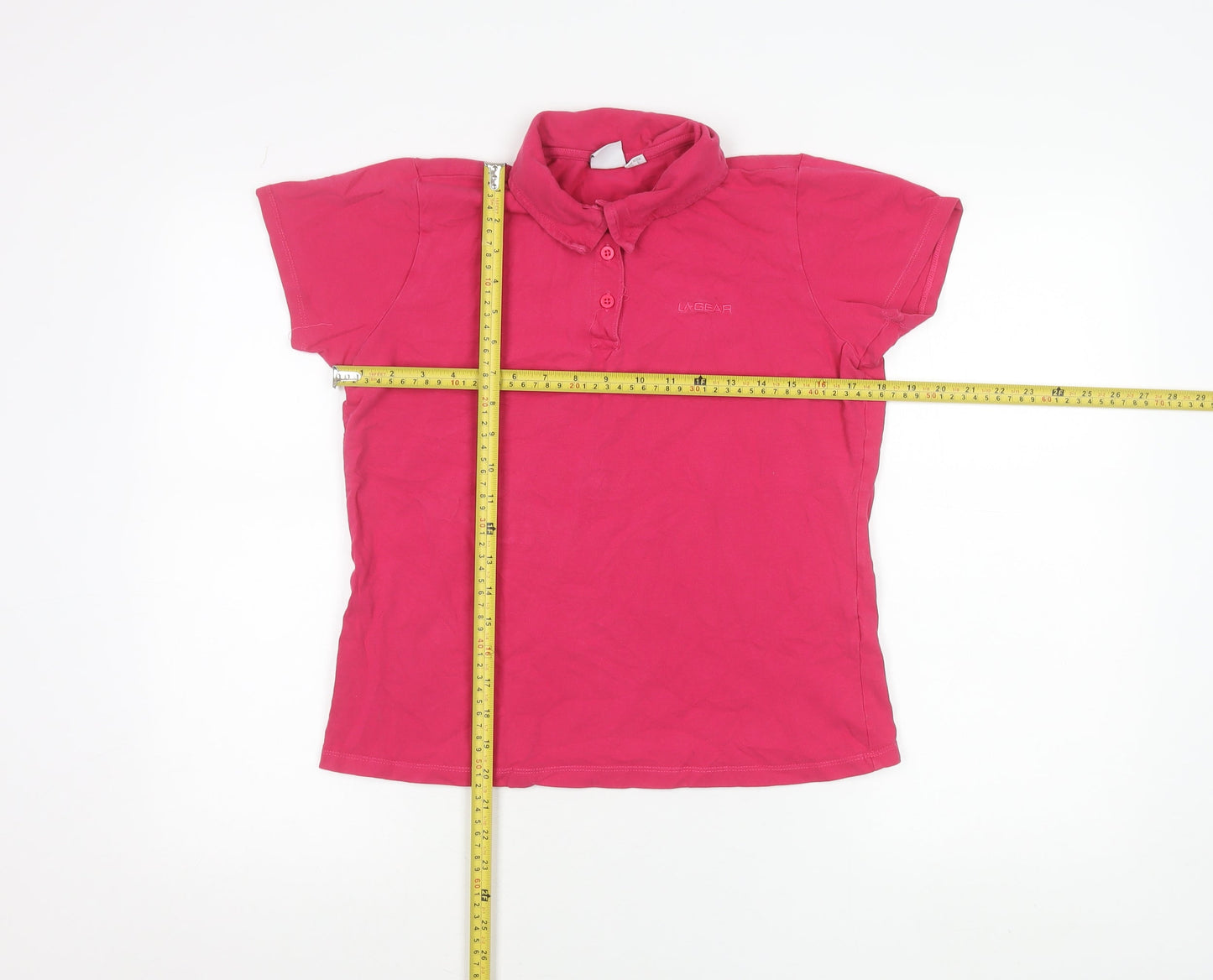 LA Gear Womens Pink Polo Shirt Size 12 Short Sleeve Cotton Blend
