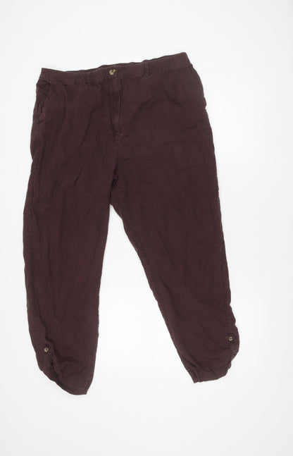 Fat Face Womens Brown Linen Blend Jogger Trousers Size 16