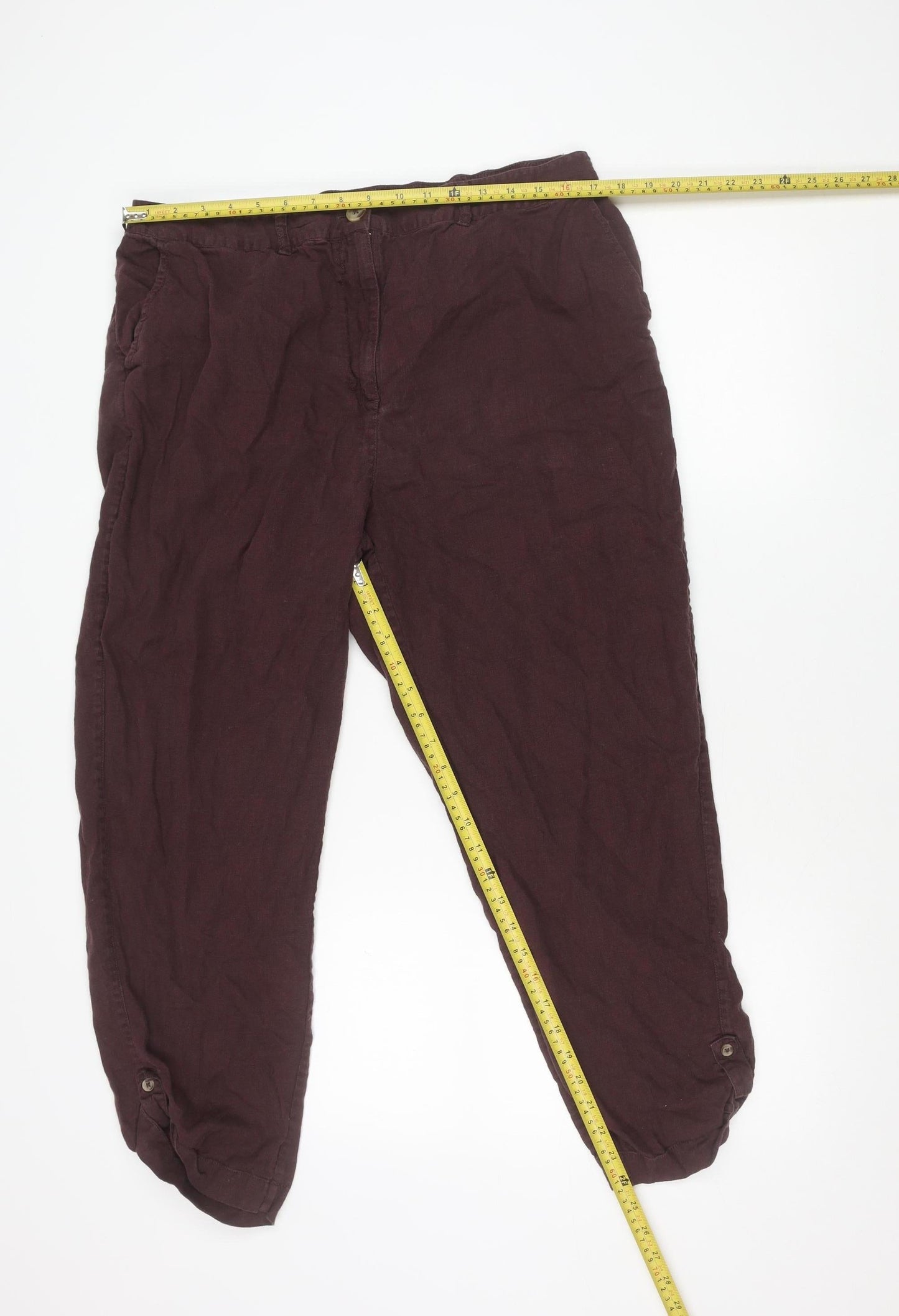 Fat Face Womens Brown Linen Blend Jogger Trousers Size 16