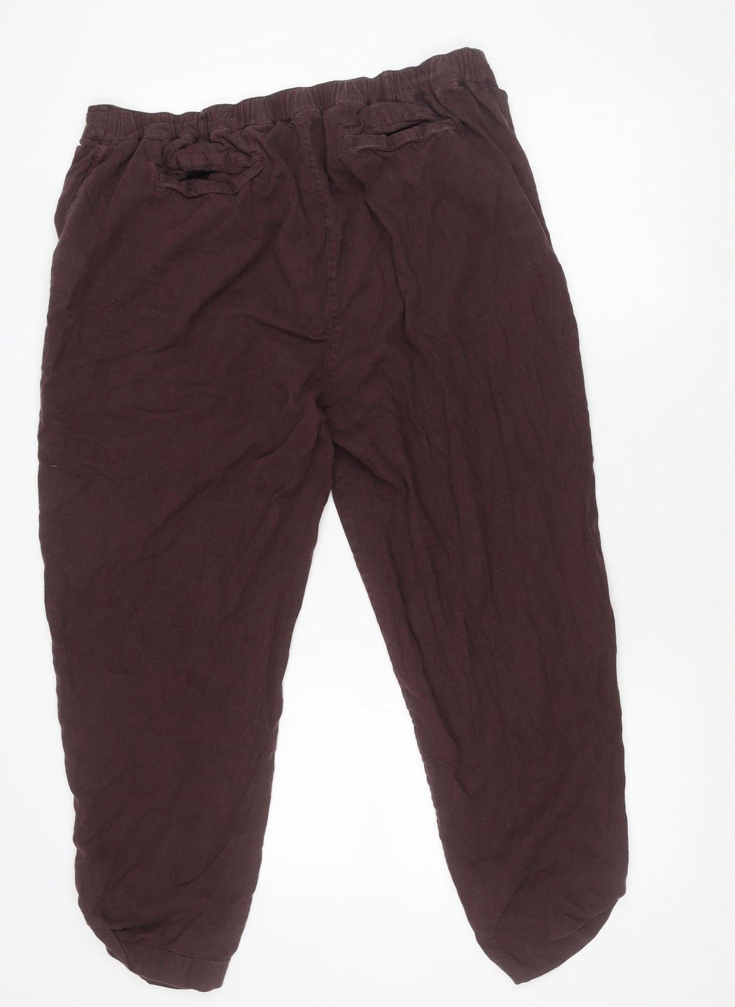 Fat Face Womens Brown Linen Blend Jogger Trousers Size 16