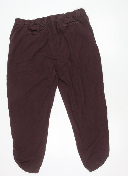 Fat Face Womens Brown Linen Blend Jogger Trousers Size 16
