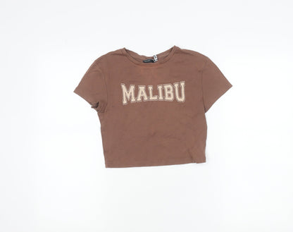 ASOS Women’s Brown Malibu Cropped T-Shirt UK 8 Short Sleeve