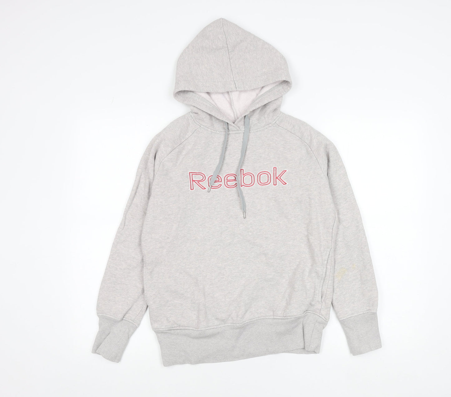 Reebok Womens Grey Hoodie Small Cotton Blend Pullover Logo Sportswear
