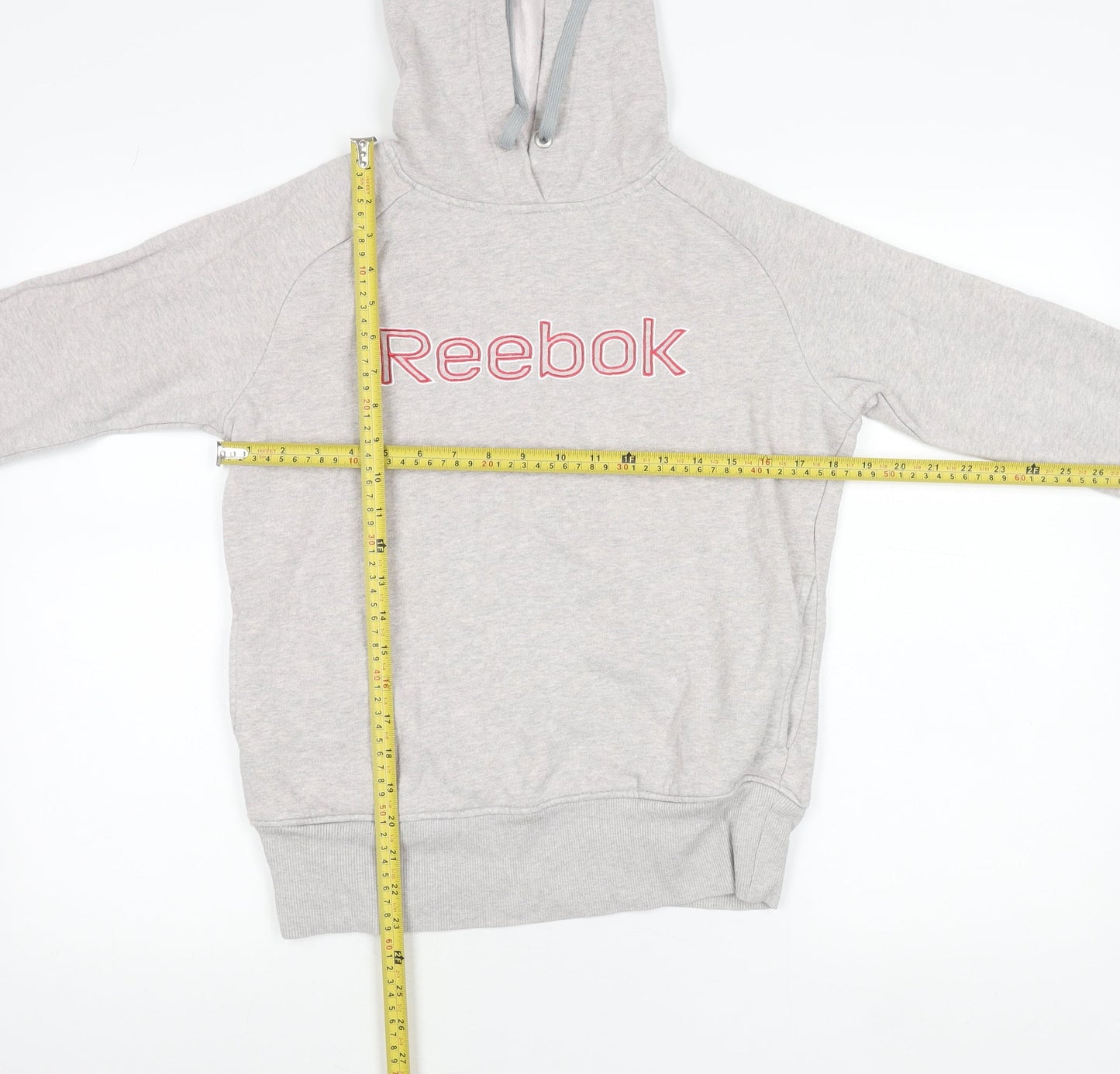 Reebok Womens Grey Hoodie Small Cotton Blend Pullover Logo Sportswear