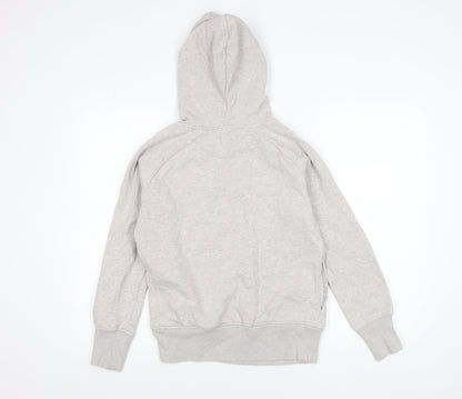 Reebok Womens Grey Hoodie Small Cotton Blend Pullover Logo Sportswear