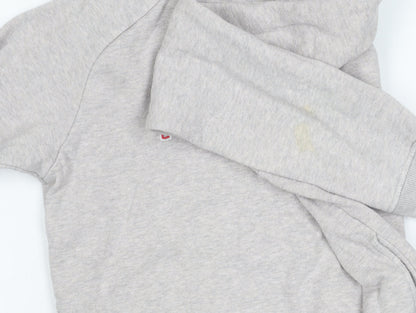 Reebok Womens Grey Hoodie Small Cotton Blend Pullover Logo Sportswear