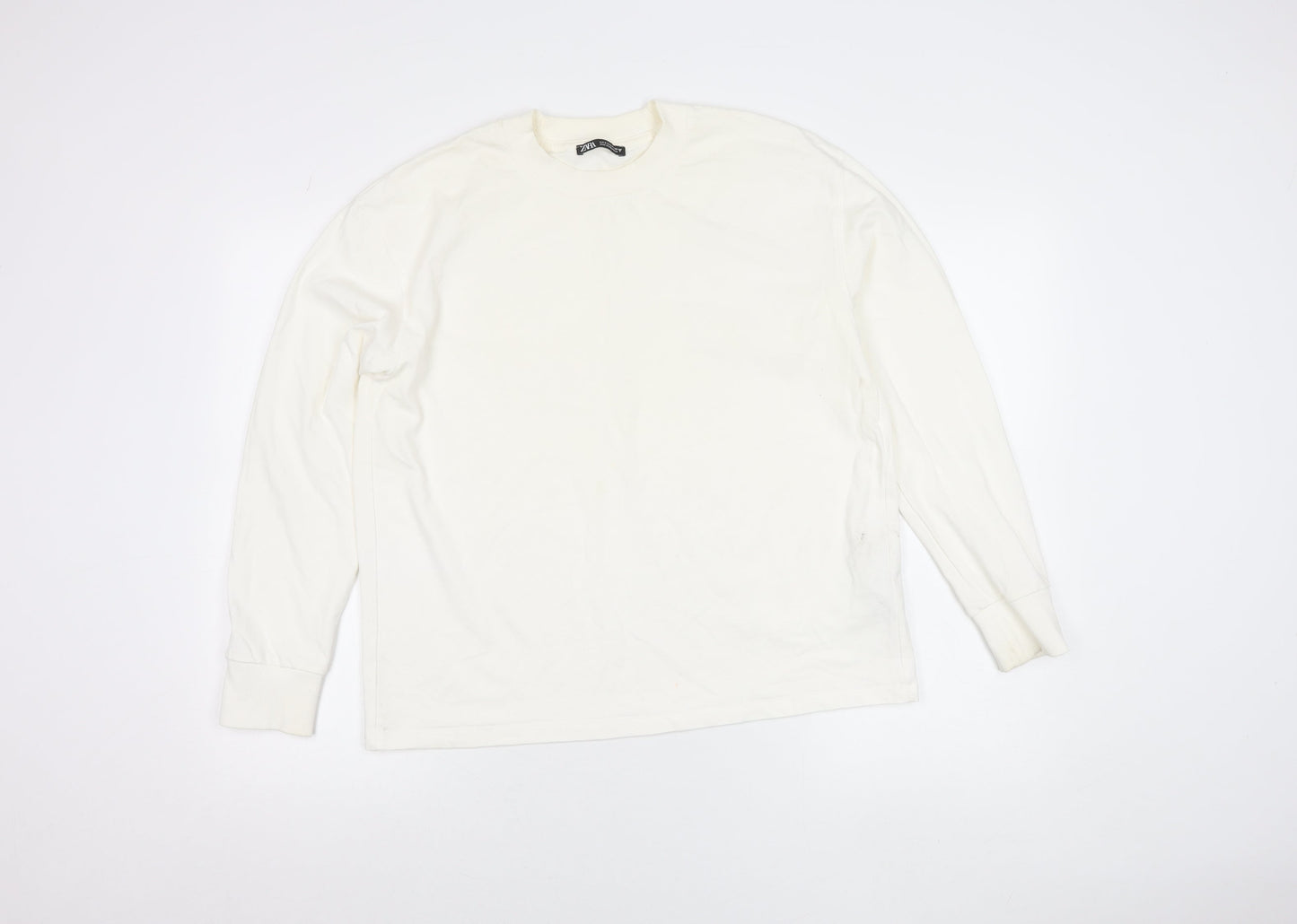 Zara Women’s Ivory Cotton Pullover Jumper Size M Long Sleeve